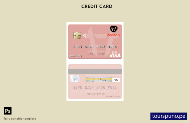 listo para imprimir plantilla de tarjeta de débito visa Daedong Credit Bank de C